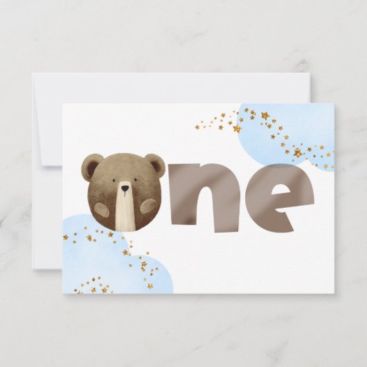 水の色の私たちの小さなクマは1つのベビーの誕生日 サンキューカード (裏面)