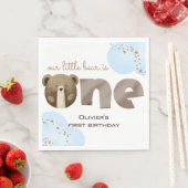 水の色の私たちの小さなクマは1つのベビーの誕生日 スタンダードランチョンナプキン (インサイチュ)