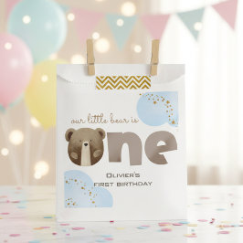水の色の私たちの小さなクマは1つのベビーの誕生日 フェイバーバッグ