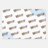 水の色の私たちの小さなクマは1つのベビーの誕生日 ラッピングペーパーシート (正面2)