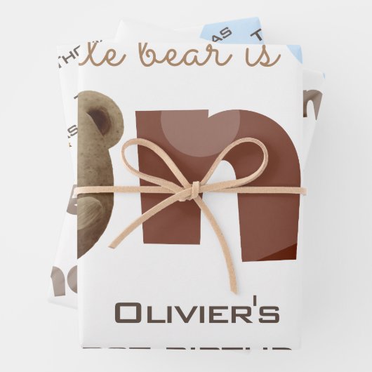 水の色の私たちの小さなクマは1つのベビーの誕生日 ラッピングペーパーシート (インサイチュ)