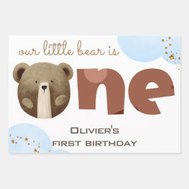 水の色の私たちの小さなクマは1つのベビーの誕生日 ラッピングペーパーシート