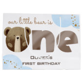 水の色の私たちの小さなクマは1つのベビーの誕生日 ラージペーパーバッグ (裏面)