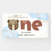 水の色の私たちの小さなクマは1つのベビーの誕生日 横断幕 (横)