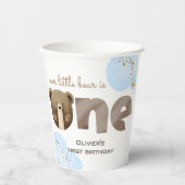 水の色の私たちの小さなクマは1つのベビーの誕生日 紙コップ (正面)