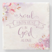 水の色の私の魂は残りを見つける, Ps 62:1 ストーンコースター (正面)