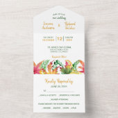 水の色の秋のアカシア葉の結婚すべて一つで オールインワン招待状 (内側)