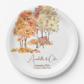 水の色の秋の公園結婚の ペーパープレート (正面)