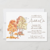 水の色の秋の公園結婚の 招待状 (正面)