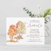 水の色の秋の公園結婚の 招待状 (スタンド正面)