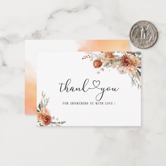 水の色の秋の愛のブライダルシャワー ノートカード (正面/裏面インサイチュ)