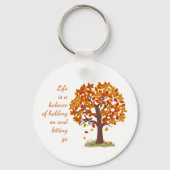 水の色の秋の木の生活はバランス引用文キー キーホルダー (裏面)