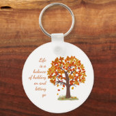 水の色の秋の木の生活はバランス引用文 キーホルダー (正面)