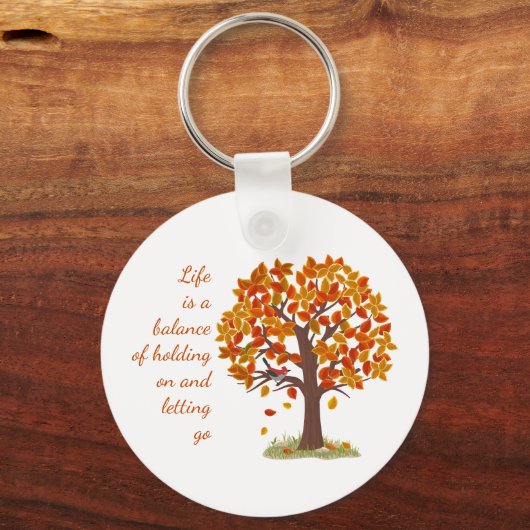水の色の秋の木の生活はバランス引用文 キーホルダー (正面)