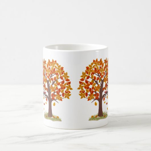 水の色の秋の木の生活はバランス引用文 コーヒーマグカップ (中央)