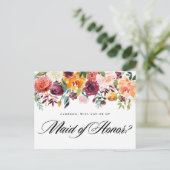 水の色の秋の開花は私のメイド・オブ・オーナー(花嫁付き添い人) インビテーションポストカード (スタンド正面)