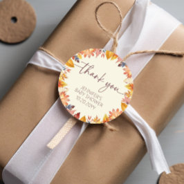 水の色の秋の養液ベビーシャワーありがとう ラウンドシール