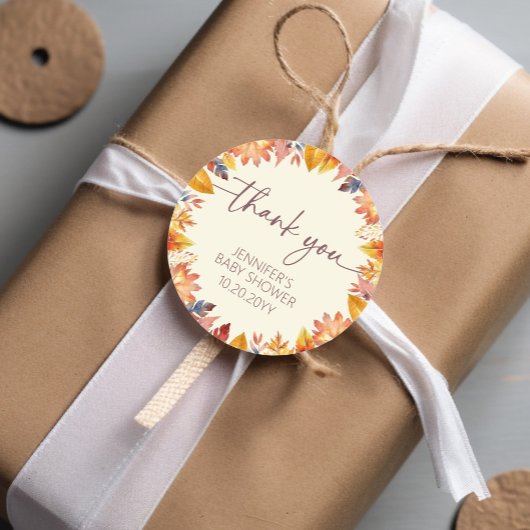 水の色の秋の養液ベビーシャワーありがとう ラウンドシール