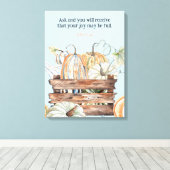 水の色の秋カボチャとJoy Bible Verse キャンバスプリント (インサイチュ (ウッドフロア))