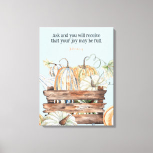 水の色の秋カボチャとJoy Bible Verse キャンバスプリント