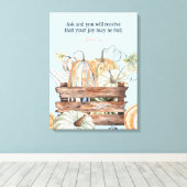 水の色の秋カボチャとJoy Bible Verse キャンバスプリント (インサイチュ (ウッドフロア))