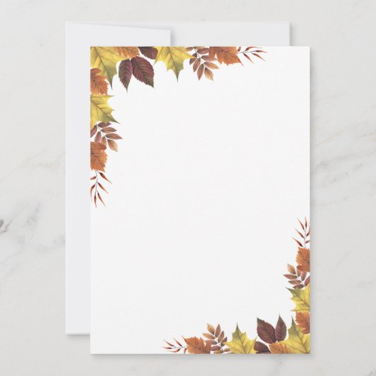 水の色の秋紅葉フレンドリー夕食 招待状 (裏面)