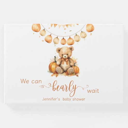 水の色の秋赤ちゃんシャワー私たちは心から待つことができる ゲストブック (正面)