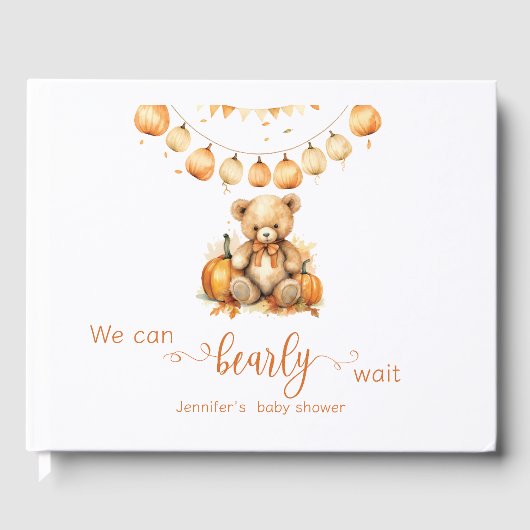 水の色の秋赤ちゃんシャワー私たちは心から待つことができる ゲストブック (正面)