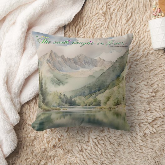 水の色の穏やかさ"地球は花で笑う" クッション (ブランケット)