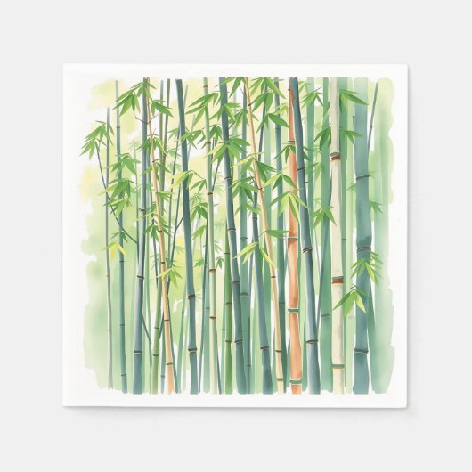 水の色の穏やかな竹林 スタンダードカクテルナプキン (正面)