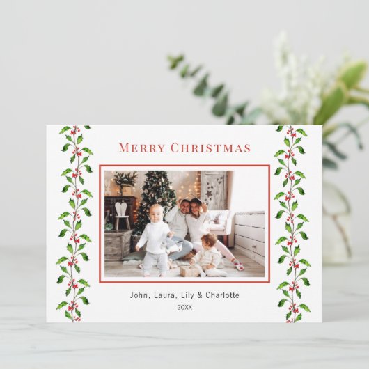 水の色の穴と緑のクリスマスの写真 案内状 (スタンド正面)