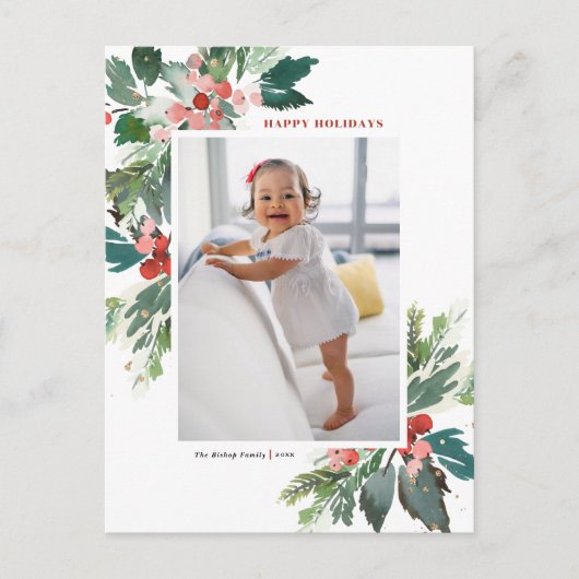 水の色の穴と金フェイク箔の写真 シーズンポストカード (正面)