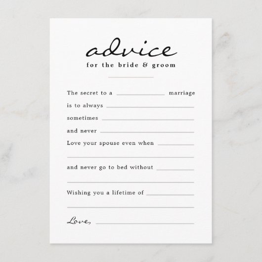 水の色の空白のフローラ結婚式の日に記入 アドバイスカード (正面)