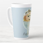 水の色の笑顔の卵カップイースターラテマグカップ カフェラテマグ (左アングル)