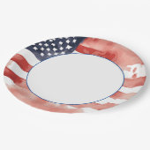水の色の米国国旗と白の中心 ペーパープレート (アングル)