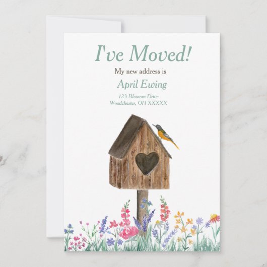 水の色の素朴バードハウスの動きの発表 案内状 (正面)