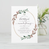 水の色の素朴緑の冬バルミツワー 招待状 (スタンド正面)