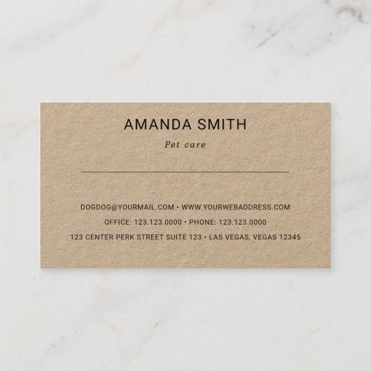 水の色の素朴pawシンボルkraft名刺 名刺 (裏面)