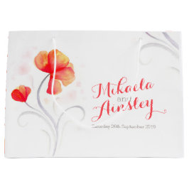 水の色の結婚オレンジ色のカップルの名前抱き枕 ラージペーパーバッグ