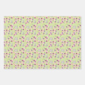 水の色の絵を描イースターバニーウサギの花 ラッピングペーパーシート (正面3)