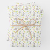 水の色の絵を描イースターバニーウサギの花 ラッピングペーパーシート (インサイチュ)