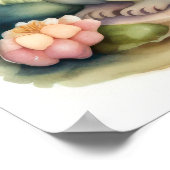 水の色の絵画かわいいチビ（小さくかわいく書いた感じ）生物 ポスター (角)