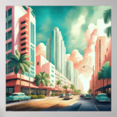 水の色の絵画アールデコマイアミ ポスター (正面)