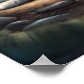 水の色の絵画キツネ森に横たわる1:1 ポスター (角)