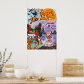 水の色の絵画ファンタジーエロス乗りライオネス ポスター (キッチン)