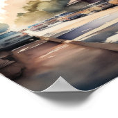 水の色の絵画ヴィンテージサバンナグルジア ポスター (角)