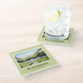 水の色の絵画風景バターミア湖 ガラスコースター (アングル)