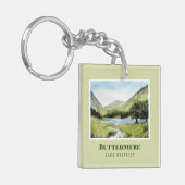 水の色の絵画風景バターミア湖 キーホルダー (正面左)