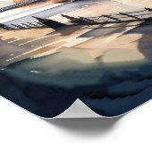 水の色の絵画Cityscape London England ポスター (角)