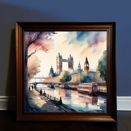 水の色の絵画Cityscape London England ポスター